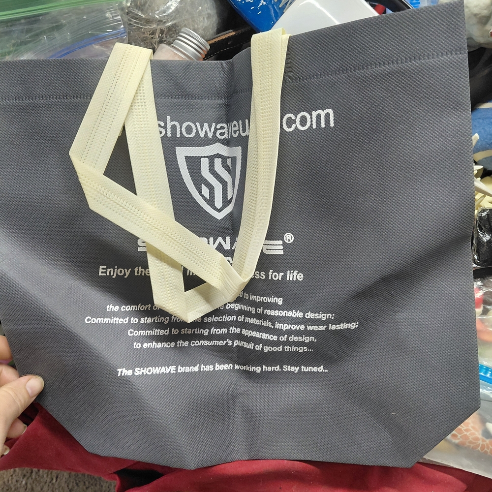 Reusable Gray Tote Bag with Cream Handles